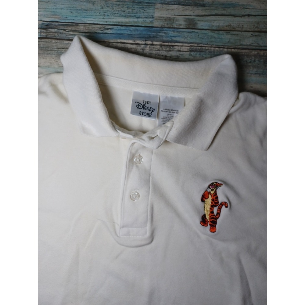 VTG Disney Store Mens Large 100% Cotton Tigger The Tiger Embroidered Polo